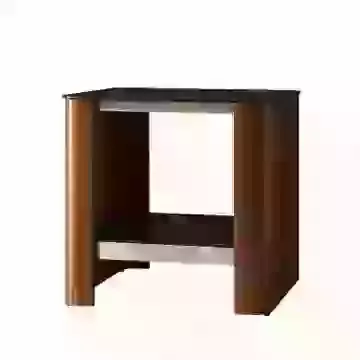Modern Curved Edge Walnut Veneer/ Black Glass & Chrome Trim Lamp Table